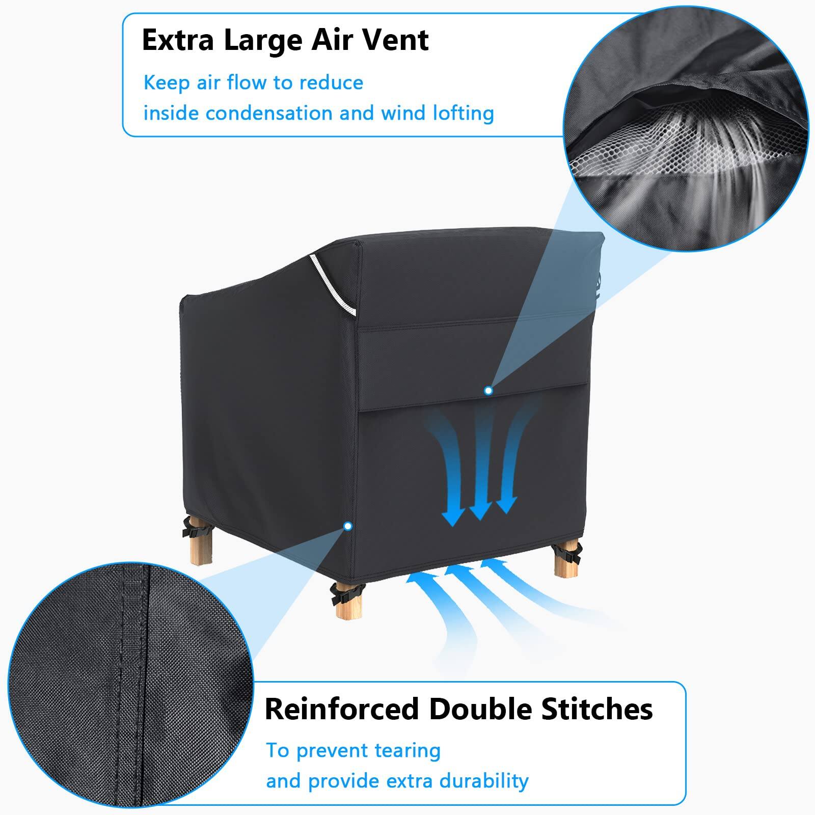 Extra Large Air Vent  
Keep air flow to reduce inside condensation and wind lofting  

Reinforced Double Stitches  
To prevent tearing and provide extra durability