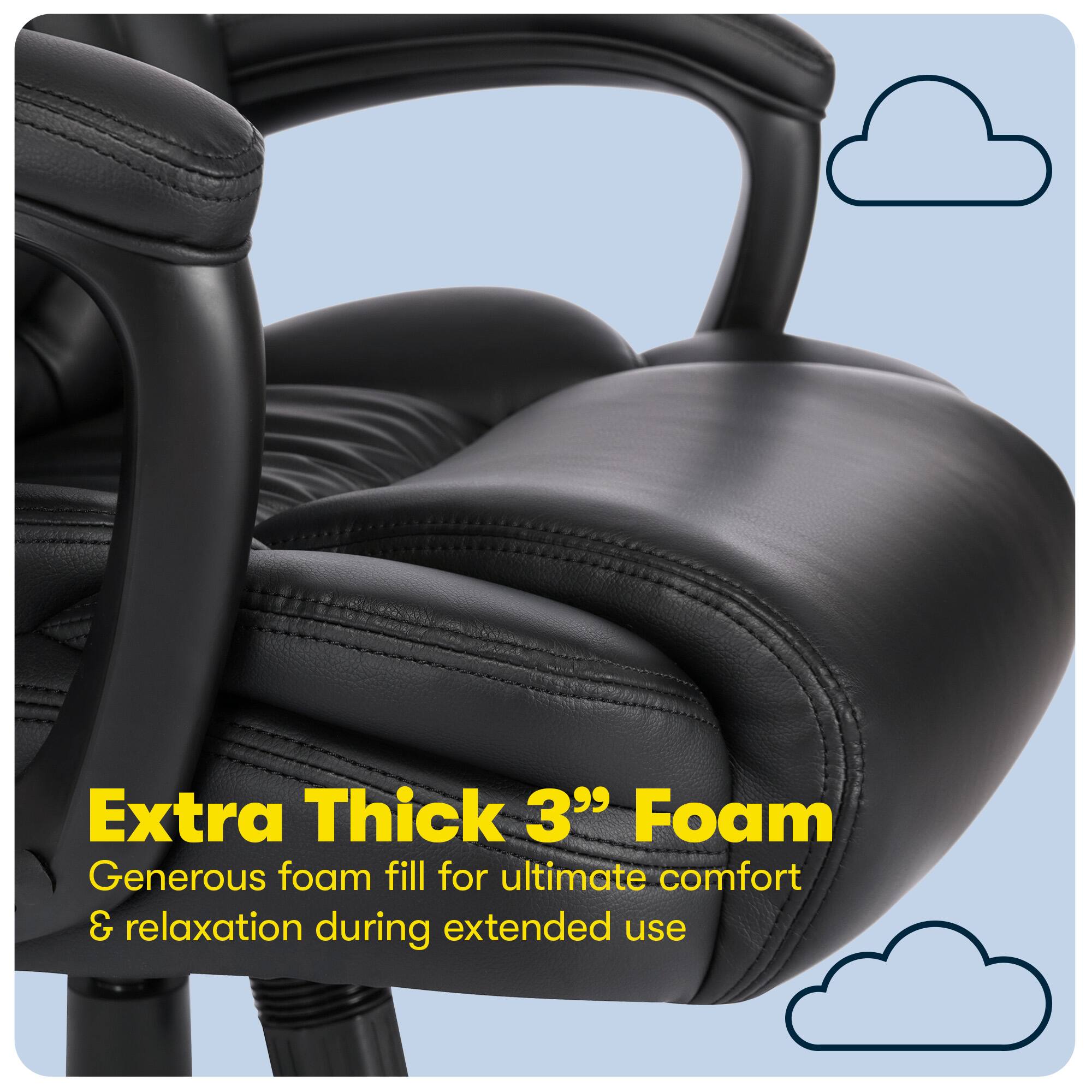 Alt View 15. Serta - Ergonomic Executive Office Chair with Lumbar Support Cushioned Headrest Padded Arms Reclining Swivel Leather Garret - Space Black.
