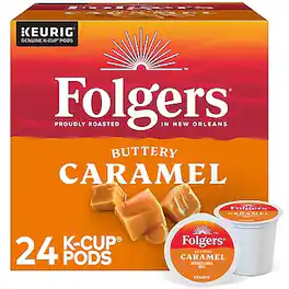 Folgers - Buttery Caramel Coffee, Medium Roast, 0.31 oz. Keurig K-Cup Pods, 24/Box