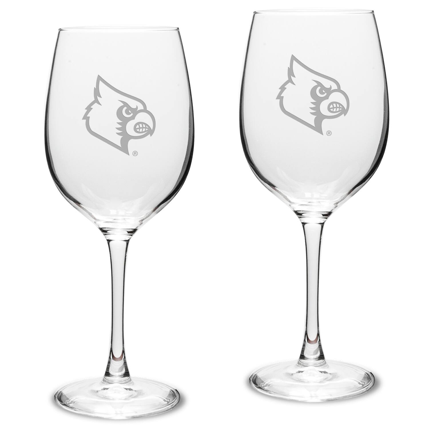 Front. Jardine - Louisville Cardinals 2-Piece 16oz. Traditional White Wine Glass Set - Multicolor.