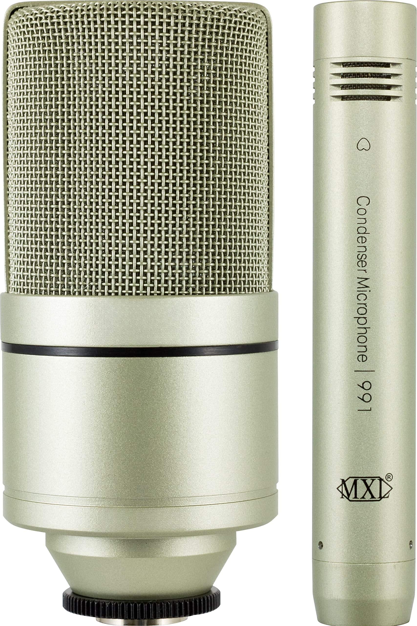 Empire DigiLabs - Large And Small Diaphragm Condenser Microphone Bundle Project home Studio Recording Xlr Cardiod champagne - 990/991