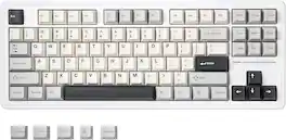 Wikistore - YZ87 Gasket Mechanical Keyboard,TKL Wireless Hot Swappable with 5-Layer Padding, BT5.0/2.4G/USB-C NKRO RGB Backlit - White
