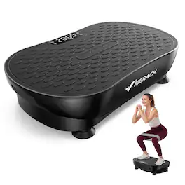MERACH - Vibration Plate for Lymphatic Drainage Weight Loss Muscle Activation LED Touch Screen Bluetooth Pull Cord - Black