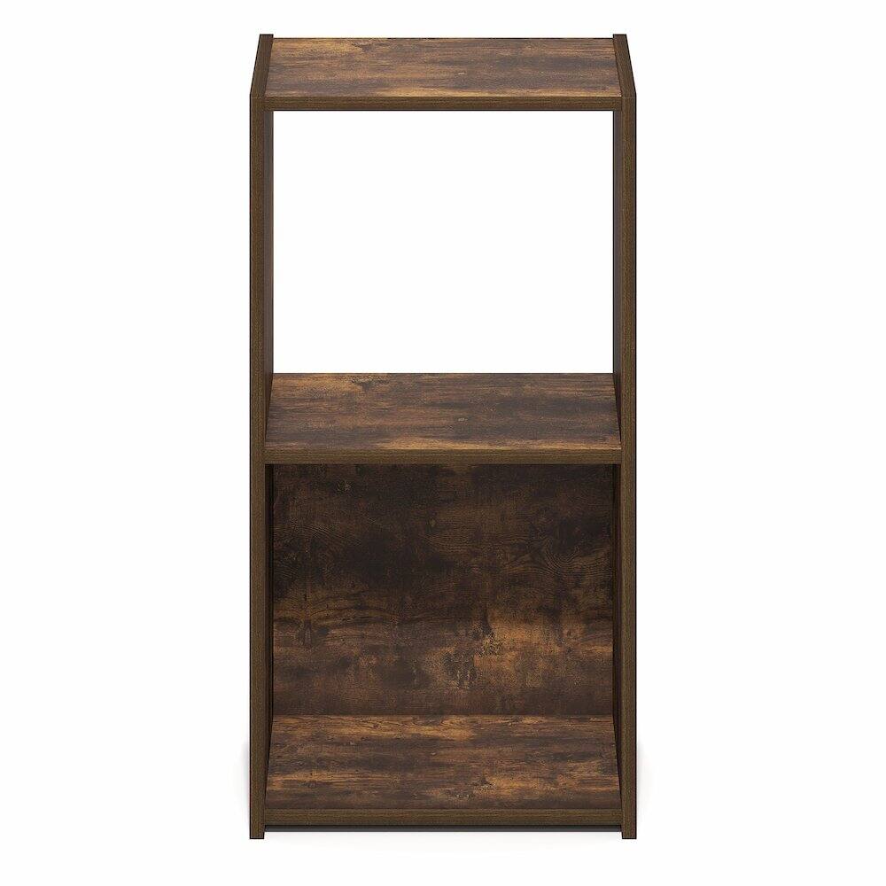 Back. Furinno - PELLI Book Shelf, 2 Cube Bookshelf, 2 x 1 Storage Organizer Cabinet, 12.2 x 11.6 x 24.2 - Amber Pine.