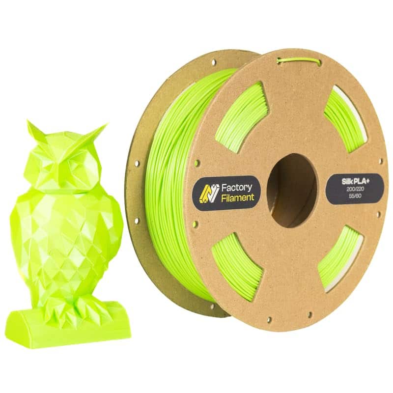 Factory Filament - 1.75mm PLA 3D Printer Filament, 1 KG Spool, Dimensional Accuracy +/- 0.02 mm, 3D Printing Filament - Silk Lime Green