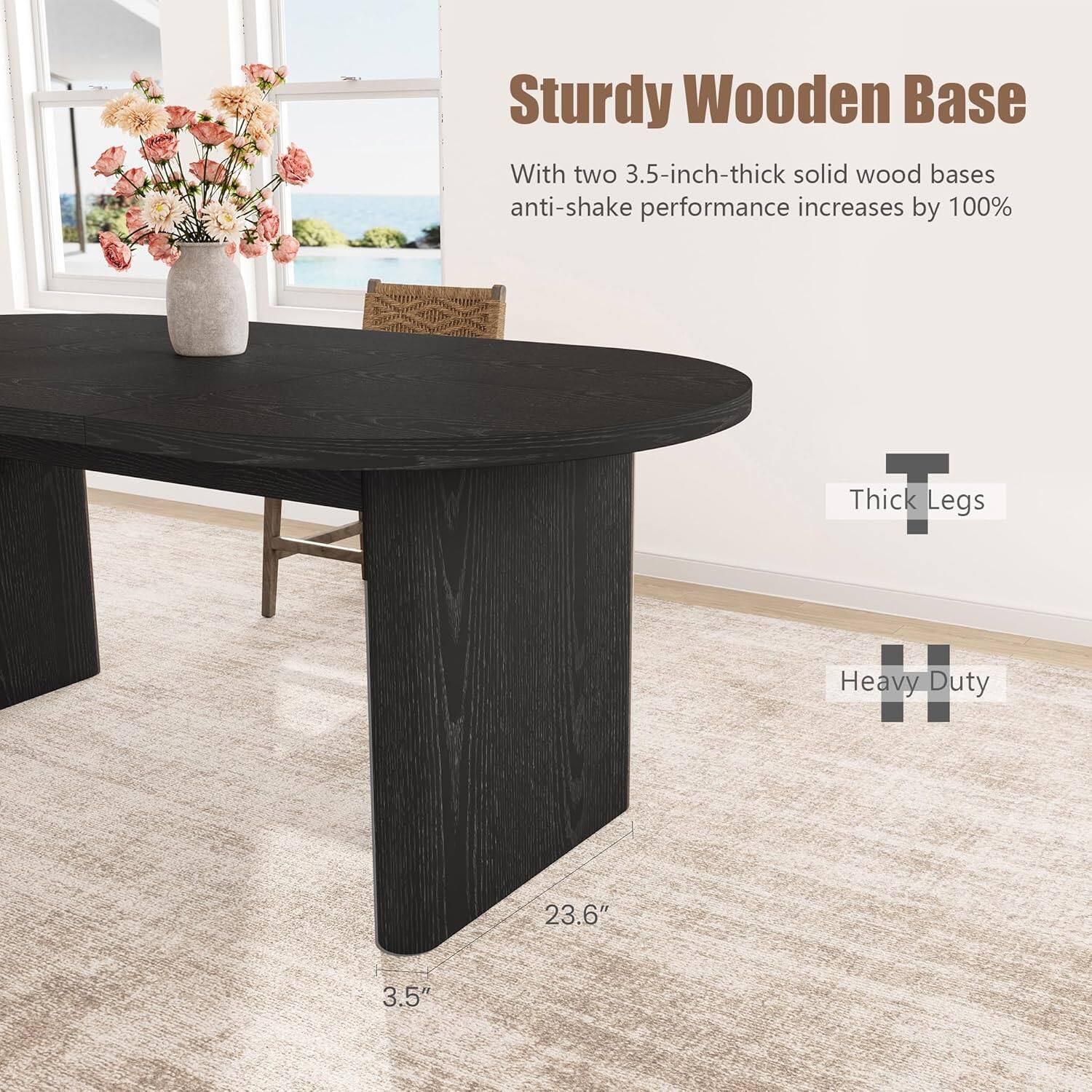 Sturdy Wooden Base  
With two 3.5-inch-thick solid wood bases, anti-shake performance increases by 100%  

Thick Legs  
Heavy Duty  

23.6"  
3.5"