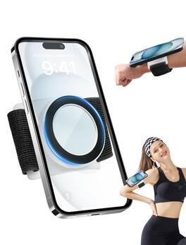 Empire DigiLabs - Magnetic Running Phone Holder For Hd Mirror Extendable Anti drop Rope Gym yoga Rotatable Wrist Fits Pro And - Black - with Mirror