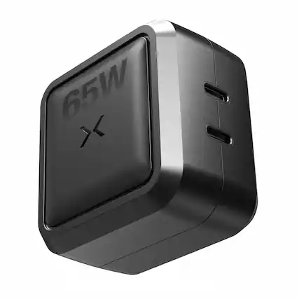 Front. NOCO - NOCO XGrid X65: 65W USB-C Charger – Dual Port – PD 3.0, QC 4.0+, PPS – GaN Fast Charging, Foldable Plug, UL Listed - Black.