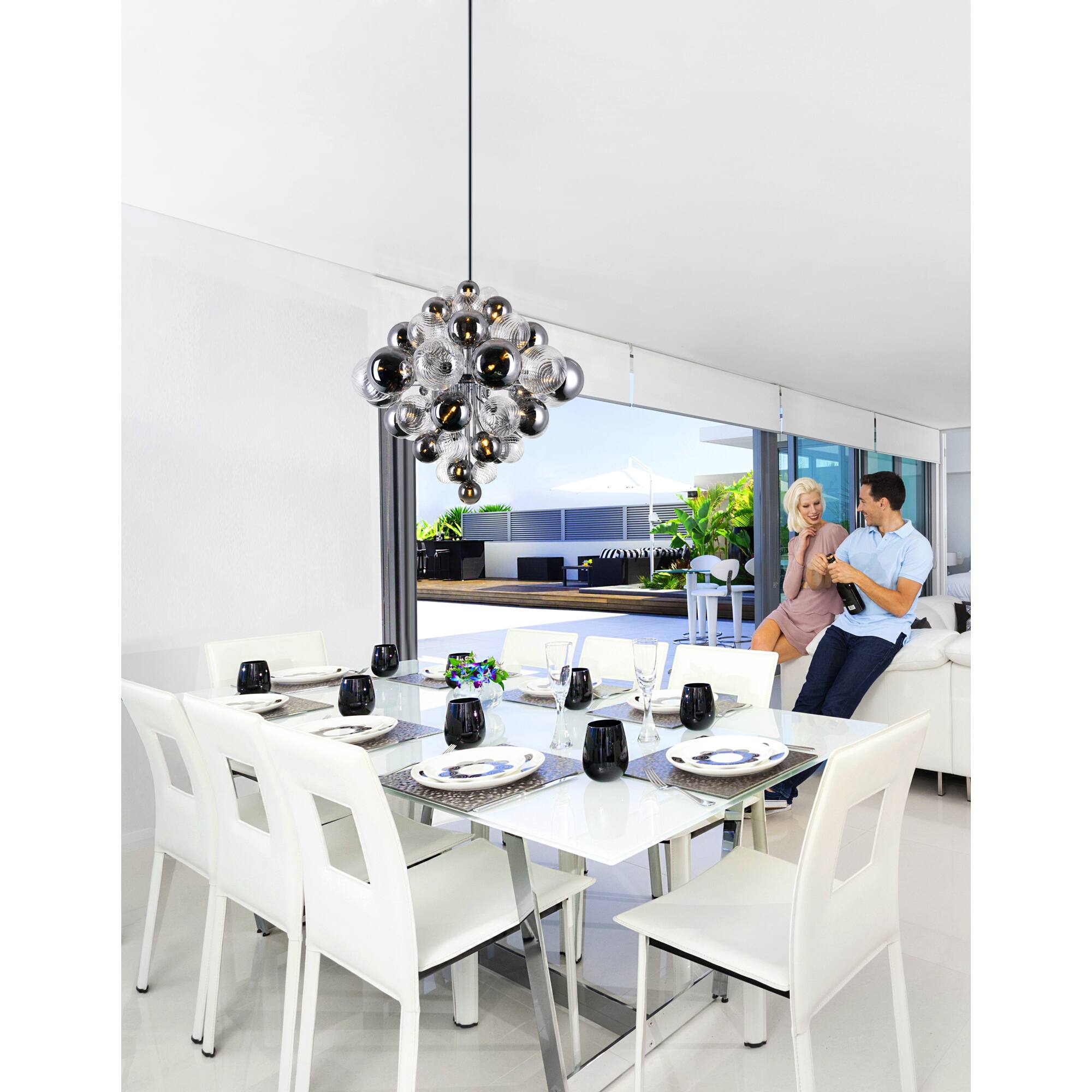 Angle. CWI Lighting - Pallocino 27 Light Chandelier With Chrome Finish - Chrome.