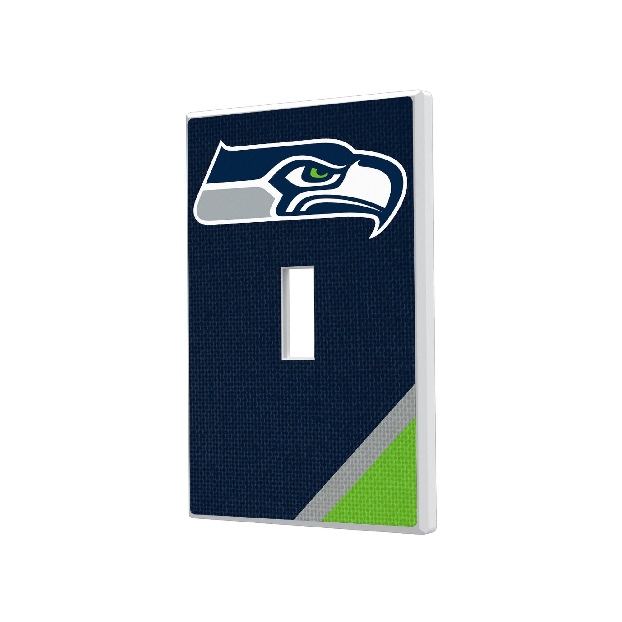 Front. Keyscaper - Seattle Seahawks Diagonal Stripe Single Toggle Light Switch Plate - Multicolor.
