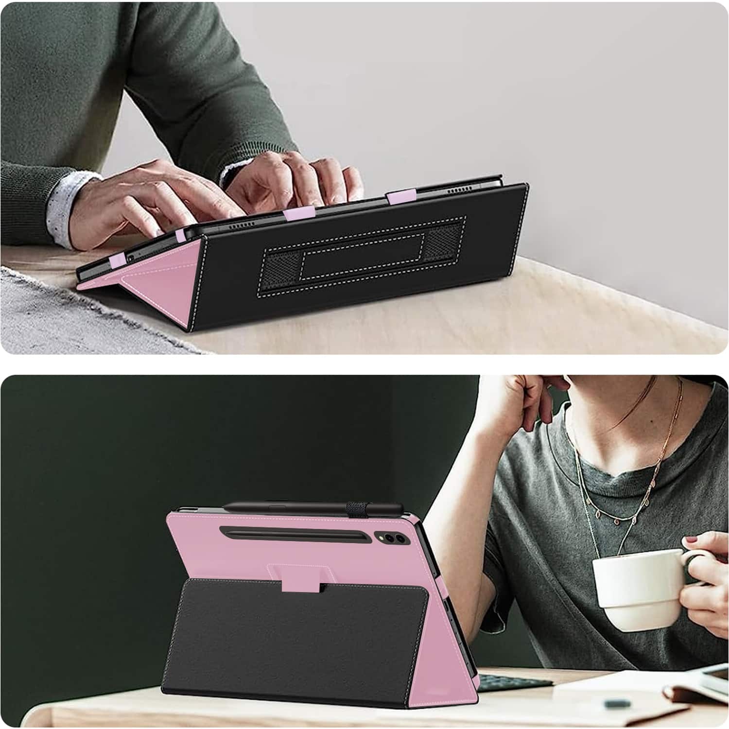 Alt View 15. SaharaCase - Bi-Fold Folio Case for Samsung Galaxy Tab S10+, Tab S9+, and Tab S9 FE+ - Pink.
