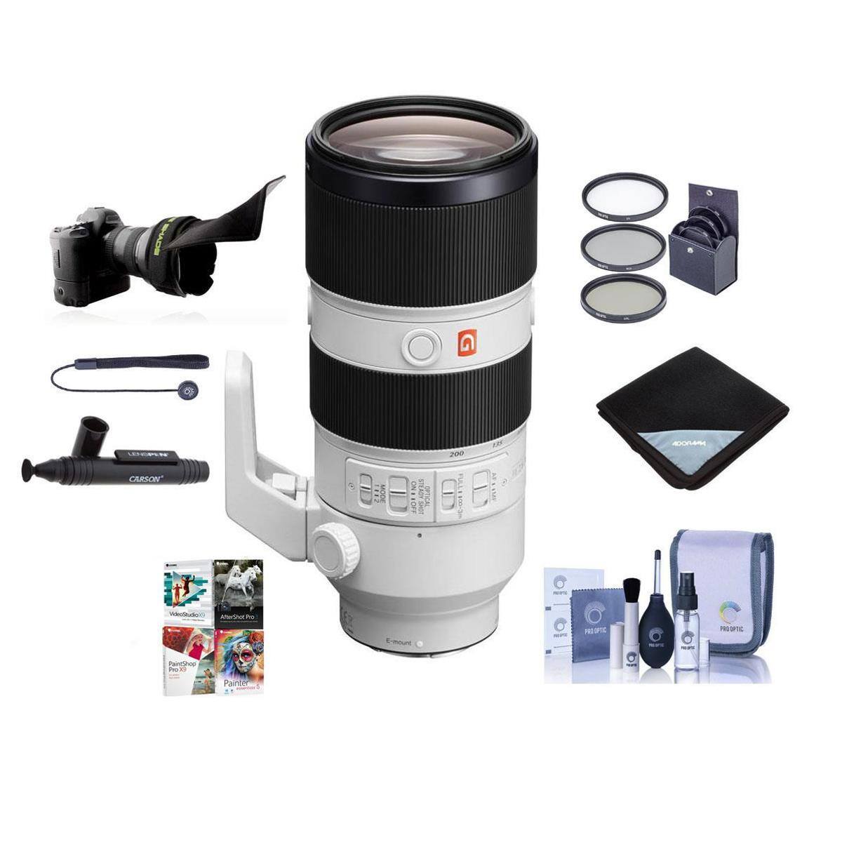 Bundle - Sony - FE 70-200mm f/2.8 GM (G Master) OSS E-Mount Lens - With 77mm Filter Kit, Flex Lens Shade, Cleaning Kit, Lens