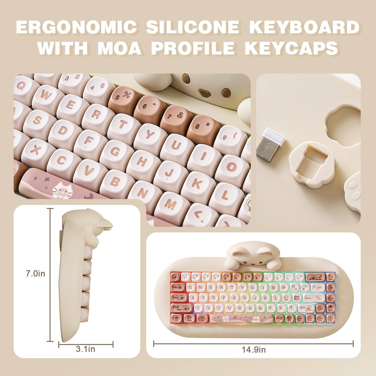 ERGONOMIC SILICONE KEYBOARD WITH MOA PROFILE KEYCAPS

3 # Q 4 5 W 5 % E - 6 S R 7 & T 8  D Y F U x G I  H V J +  K  N M L. 9 ( o L 7.0in - - - + 1  1 N   1 &   - . 1 OLL O W E f T Y U 1 O P E 21 . A 5 D F C H J K L 1 - Bs Z x C V 1 M M  > 7 Su Wn . . 3.1in 3. 14.9in