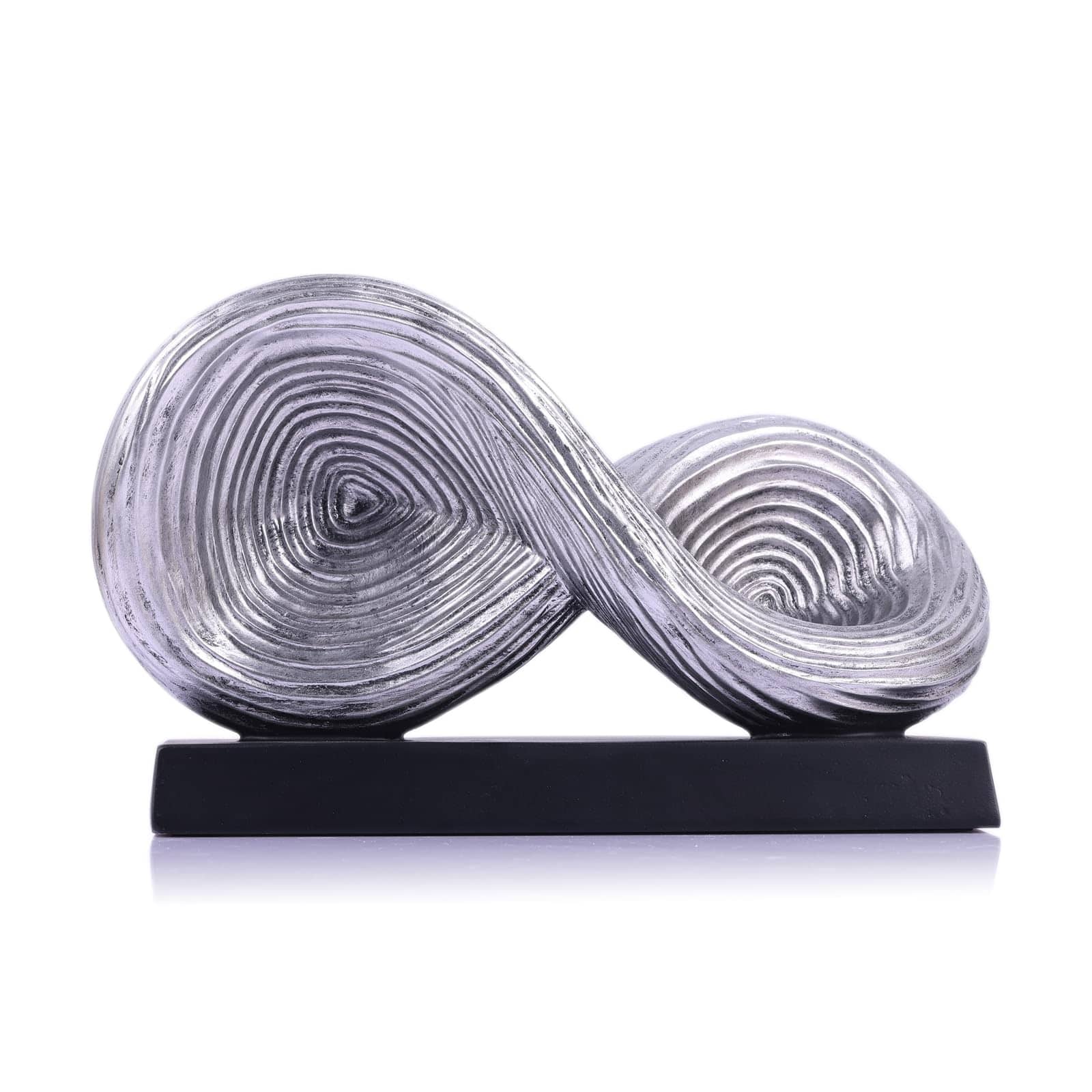 Refined Abode Design - Infinity Knot Sculpture - Abstract Decorative Object Modern Loop Symbol For Home Decor Knick Knacks - Silver