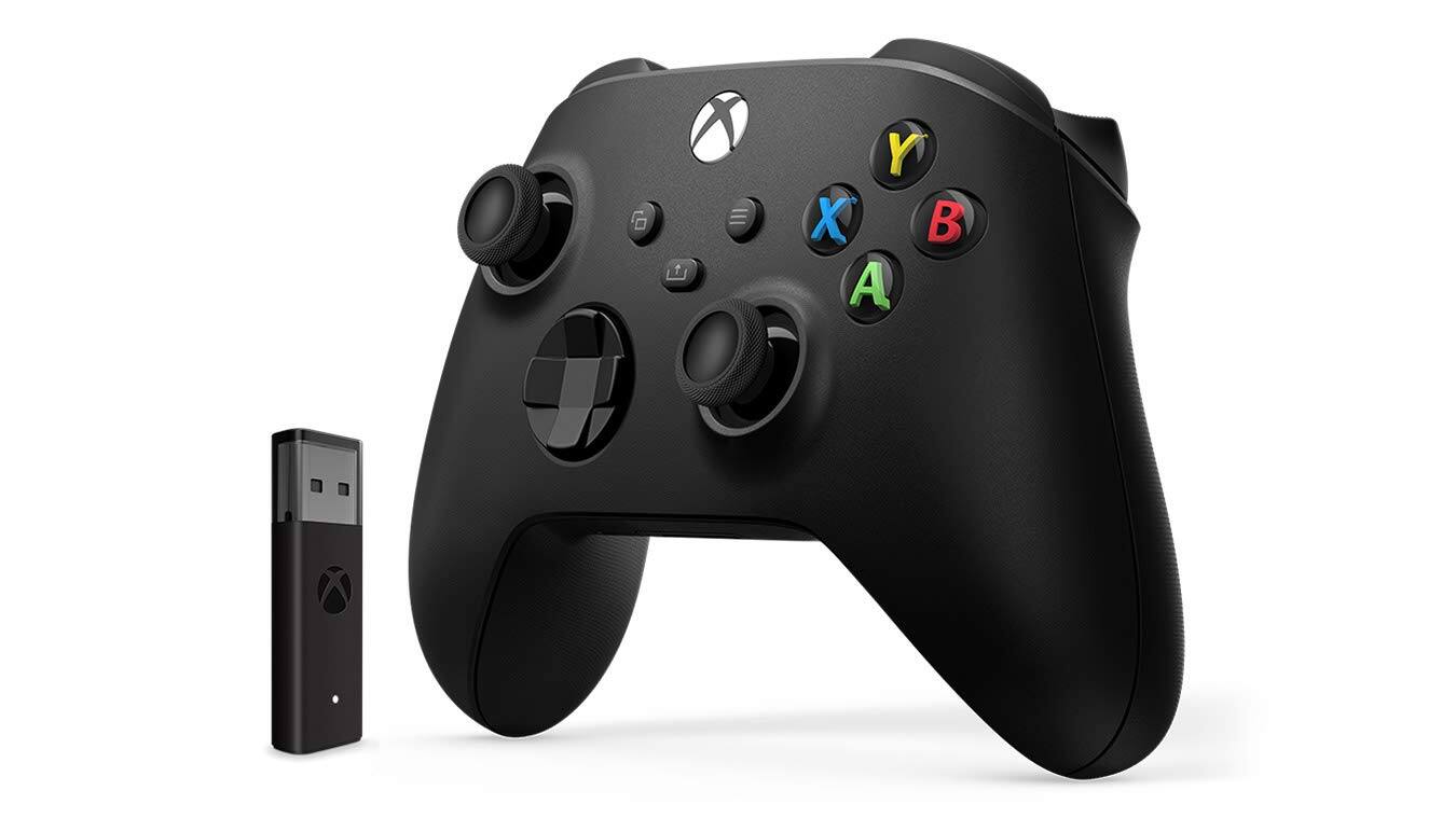 Angle. Microsoft - Xbox Series X/S Wireless Controller Carbon Black + Wireless Adapter for Windows - Black.