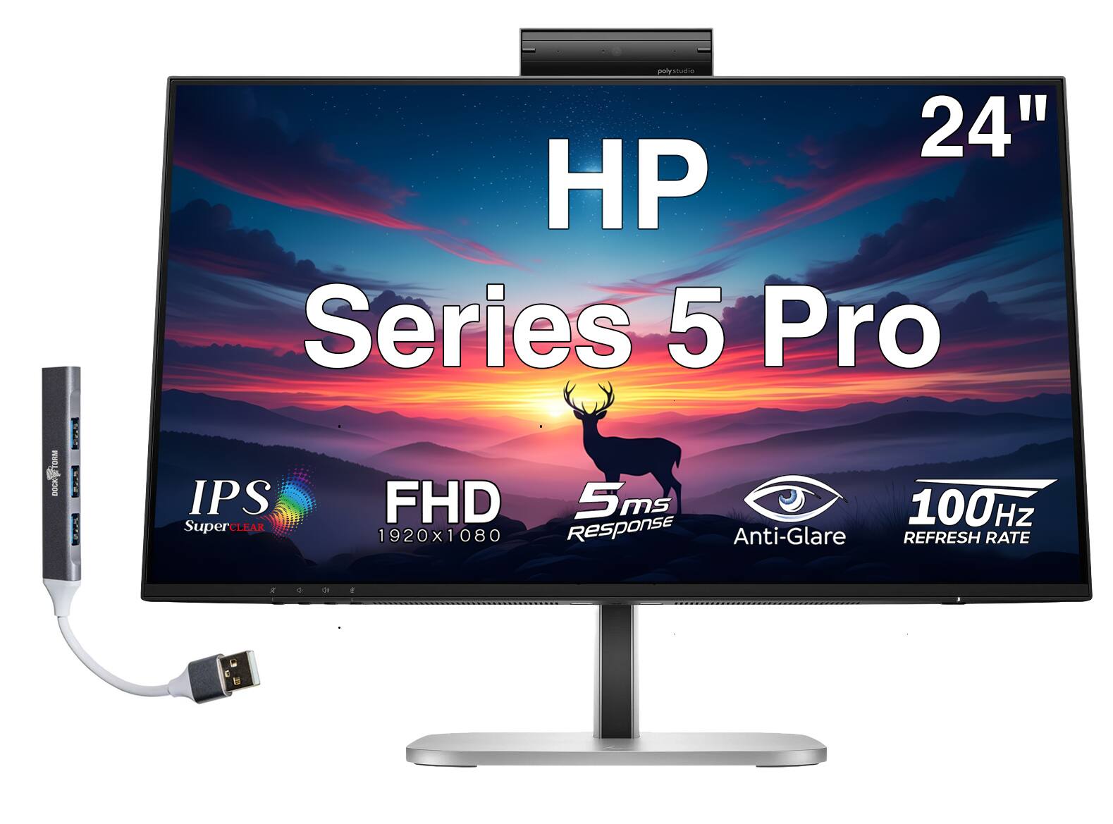 "HP - Series 5 Pro 24"" FHD IPS Monitor, 5ms Response Time, Anti-Glare, Flicker Free, Displayport, HDMI & DKZ Hub - Black/Silver" price history on PriceWatchPro