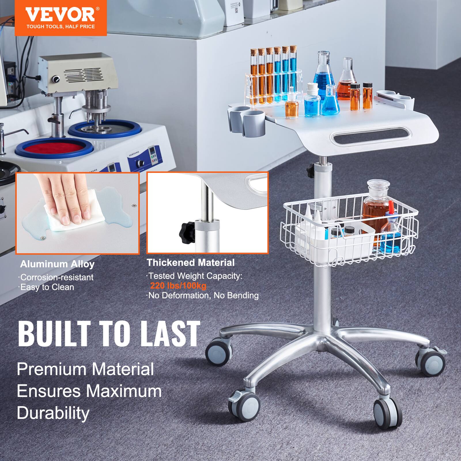VEVOR TOUGH TOOLS, HALF PRICE - Aluminum Alloy Corrosion-resistant Easy to Clean Thickened Material Tested Weight Capacity: 220 lbs/100kg No Deformation, No Bending BUILT TO LAST Premium Material Ensures Maximum Durability