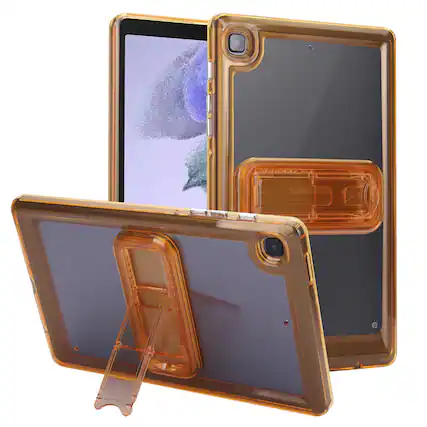 Dteck - Shockproof Matte Case for Samsung Galaxy Tab A7 Lite, Rugged Protective Cover with Folding Kickstand and Raised Edges - Orange