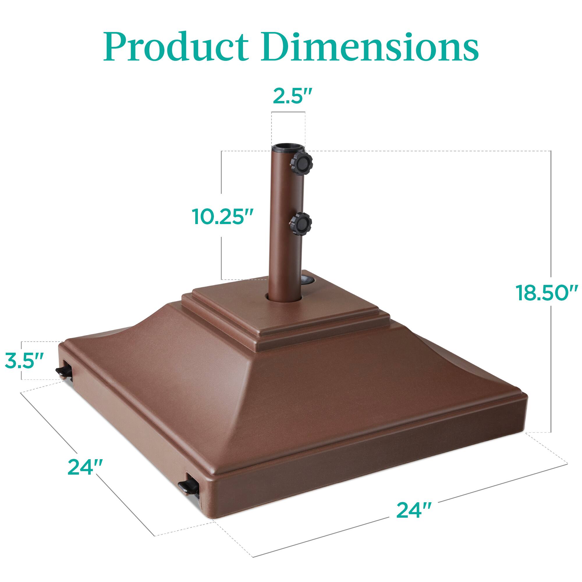 Product Dimensions

- 2.5"
- 10.25"
- 18.50"
- 3.5"
- 24"
- 24"