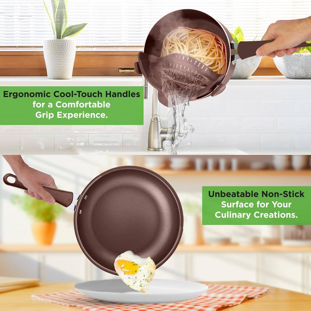 Ergonomic Cool-Touch Handles for a Comfortable Grip Experience.

Unbeatable Non-Stick Surface for Your Culinary Creations.