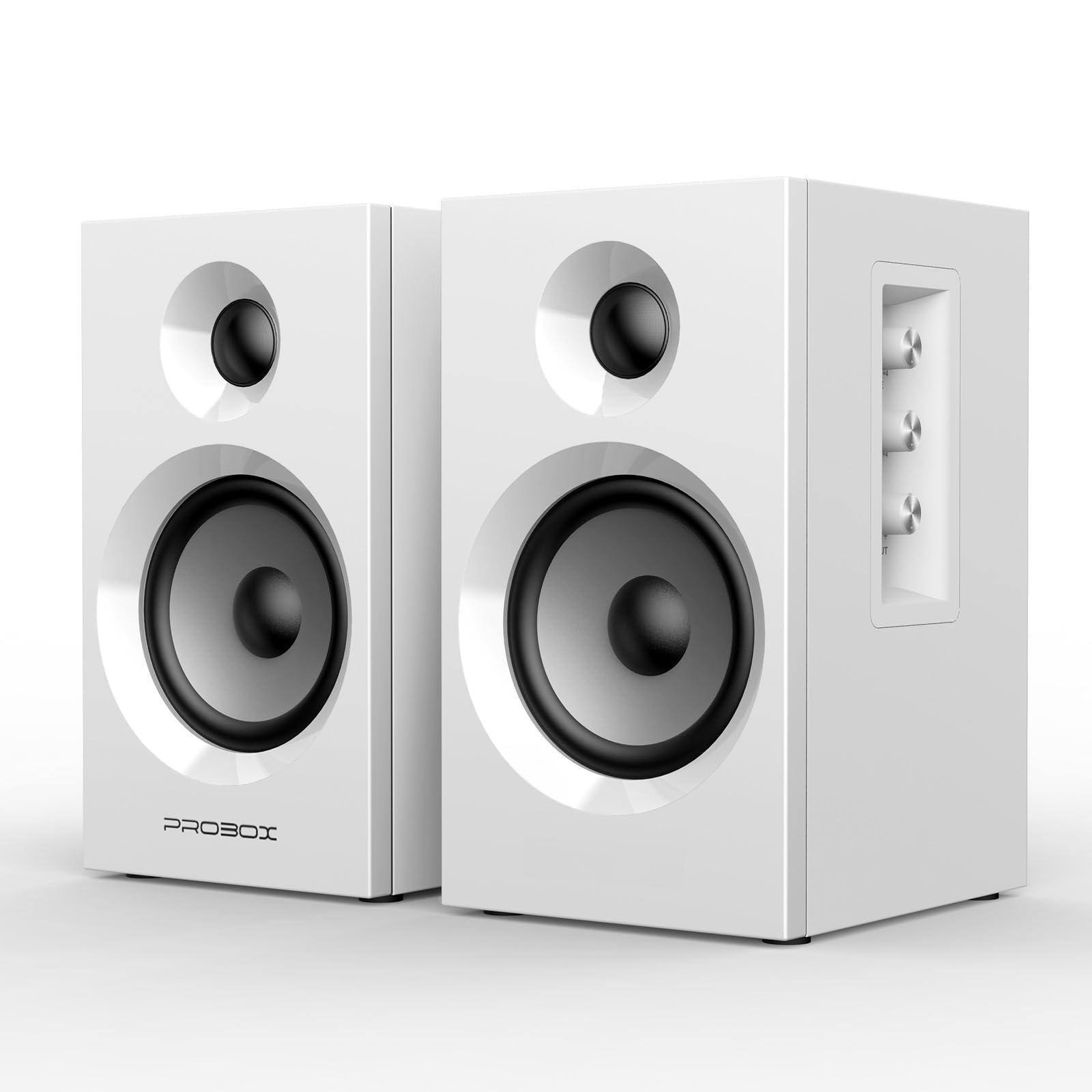 Pacoar Cade - Bt16 Active Bookshelf Speakers Woofer Tweeter Rms-bluetooth Built-in 24bit Dac Dynamic Surround Sound Computer Gaming - White