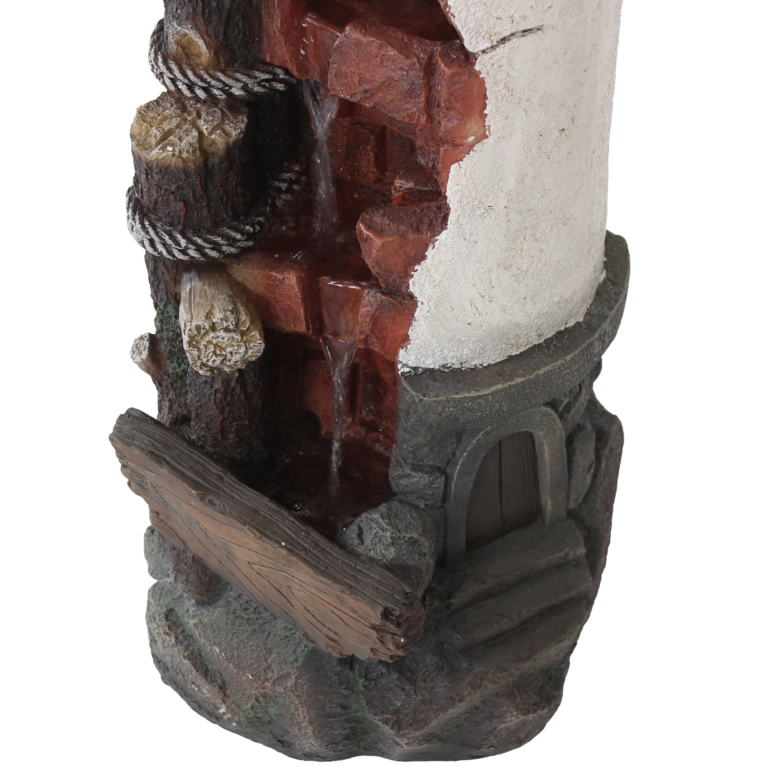 Alt View 10. Sunnydaze - Gull's Cove Lighthouse Water Fountain with LED Lights - 36 in - White.