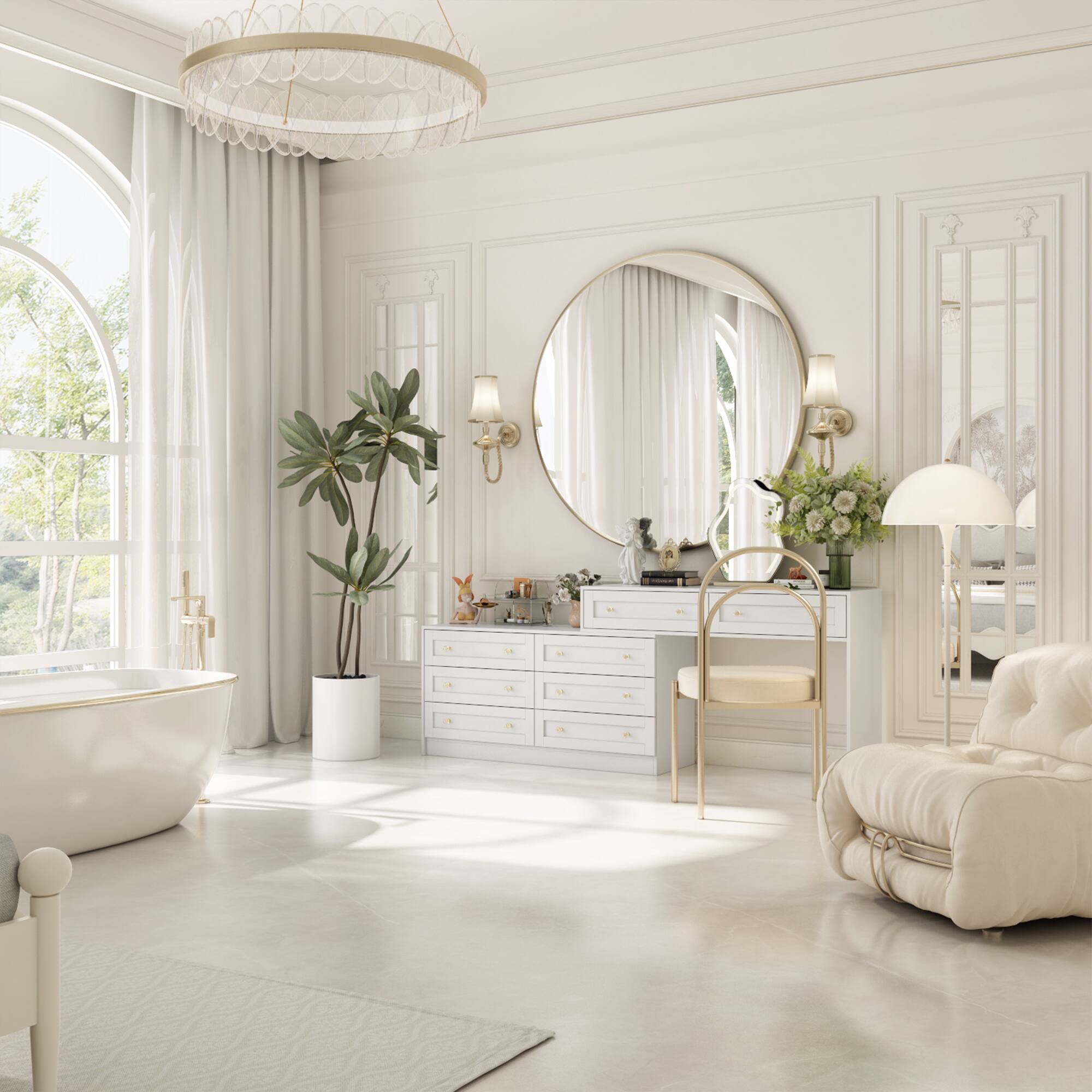 Alt View 8. FUFU&GAGA - FUFU&GAGA Convertible Dresser & Vanity: Transformable, Space - Smart Solution - White.