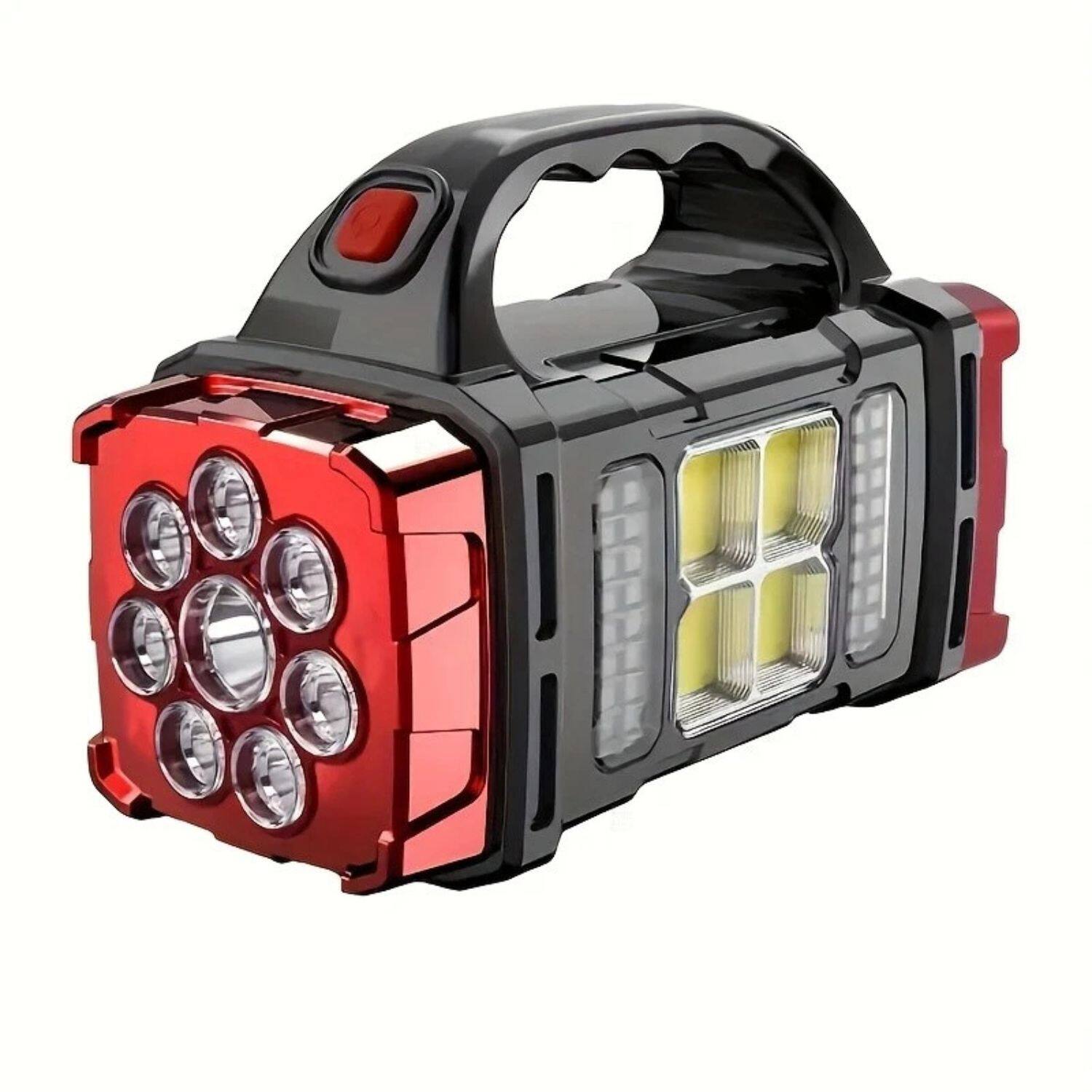 Front. Stock Preferred - Rechargeable Solar Camping Lantern with COB Side Light – 4 Lighting Modes, USB Charging & 100 m Range.