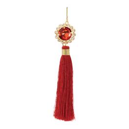 BreeBe - Holiday Jewel Tassle Ornament (Set of 6) - Red, Gold