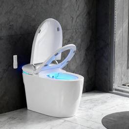 Dyonery - Smart Toilet with Tank, Voice Control, Auto Lid, Foot Flush, Instant Wash, Heated Seat, Warm Air Dry, Blue Light - White