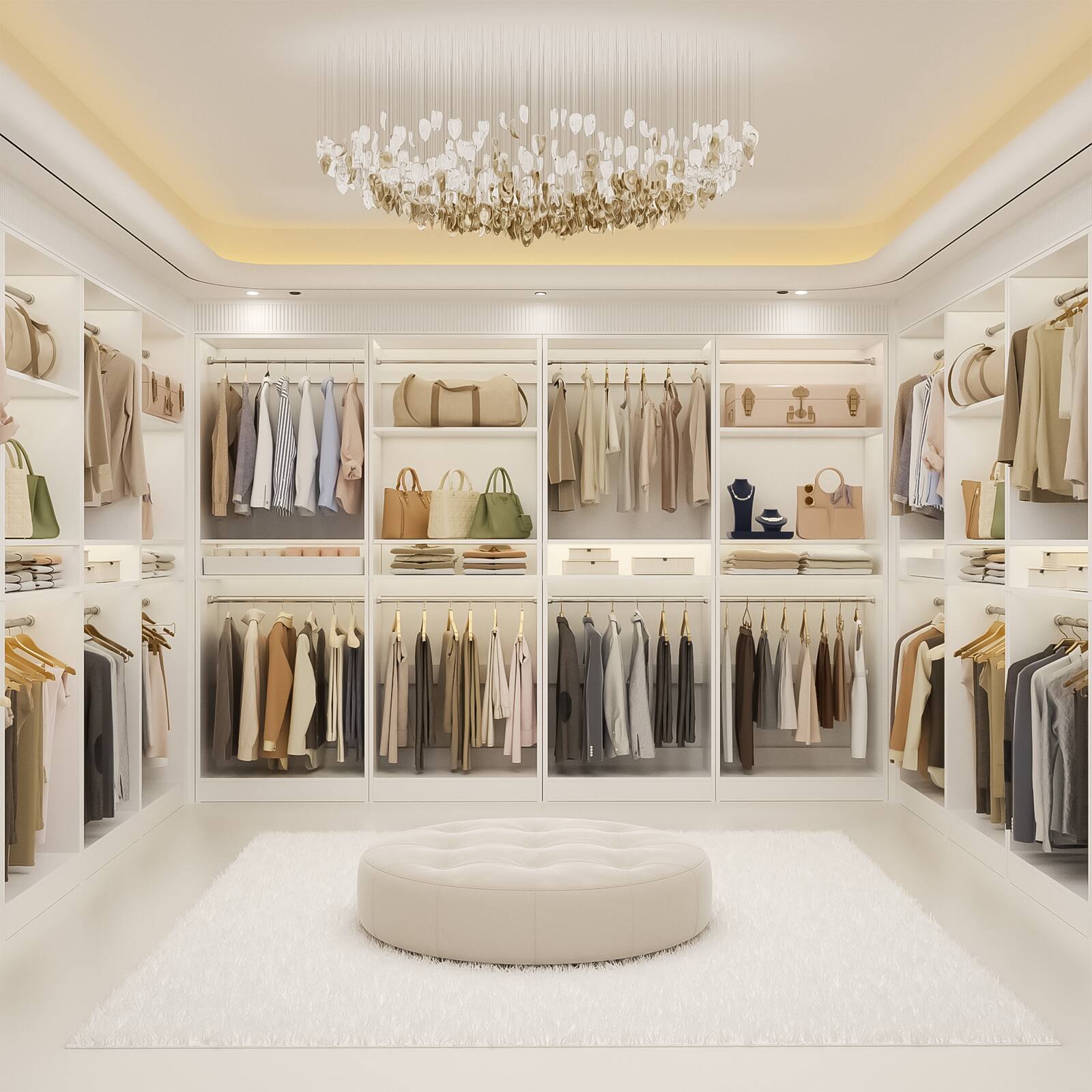 Alt View 1. Aheaplus - 50'' Closet Organizer System, Set of 2, Walk-in Closet Storage & Organizer with 4 Hanging Rods and Adjustable Shelves - White.