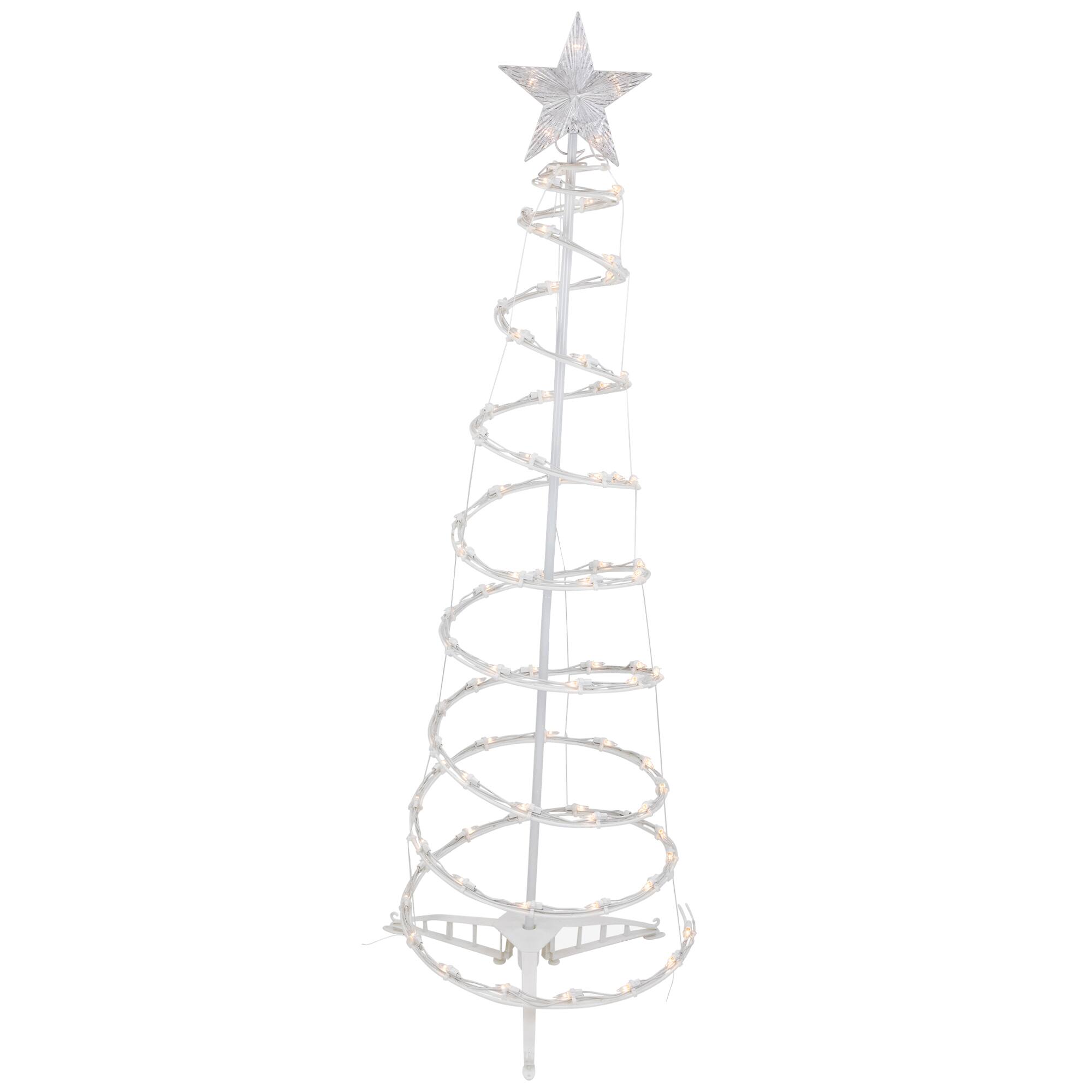 Alt View 1. Northlight - Lighted Spiral Outdoor Christmas tree with Star - 4' - Clear - White.