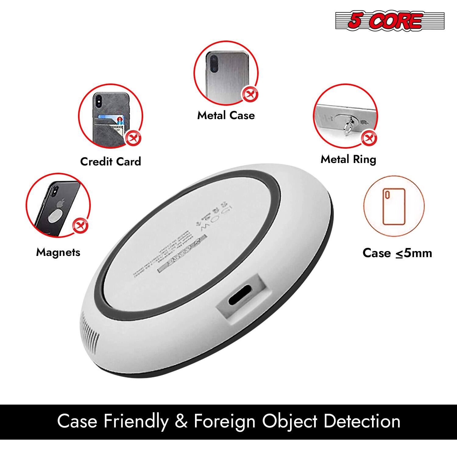 5 CORE Metal Case x x Credit Card Metal Ring Magnets  
Case Friendly & Foreign Object Detection  
Case ≤5mm