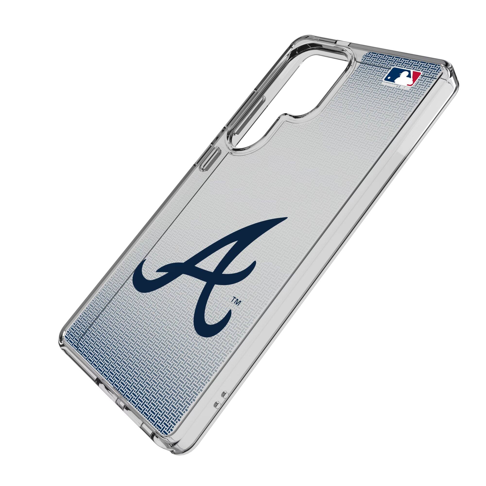 Alt View 1. Keyscaper - Atlanta Braves Linen Logo Galaxy Clear Case - S22 - Multicolor.