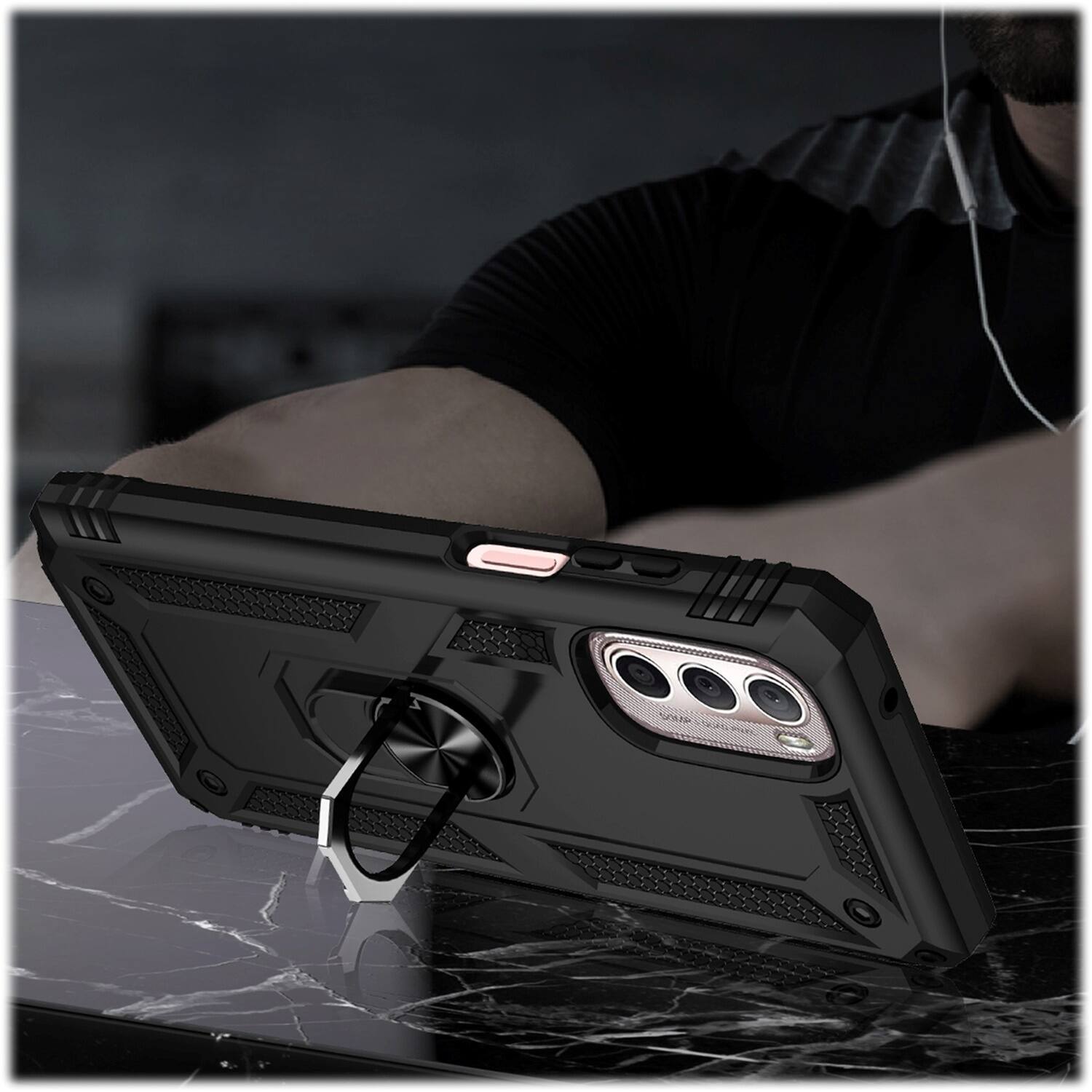 Alt View 13. SaharaCase - Military Kickstand Case for Motorola G Stylus 4G 2022 - Black.