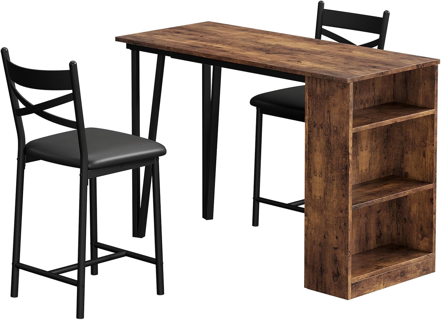 Alt View 1. GARVEE - GarveeHome 3-Piece Folding Bar Set - Industrial Steel/Wood, Compact Design - Brown.