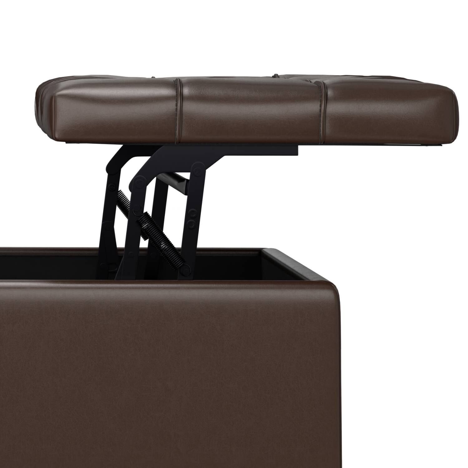 Alt View 9. Simpli Home - Harrison 40 inch Wide Large Square Coffee Table Storage Ottoman in Chocolate Brown Vegan Leather - Chocolate Brown.