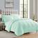 Front. Sweet Home Collection - All Season Reversible Bed-in-A-Bag Solid Color Comforter & Sheet Set, Queen - Mint.