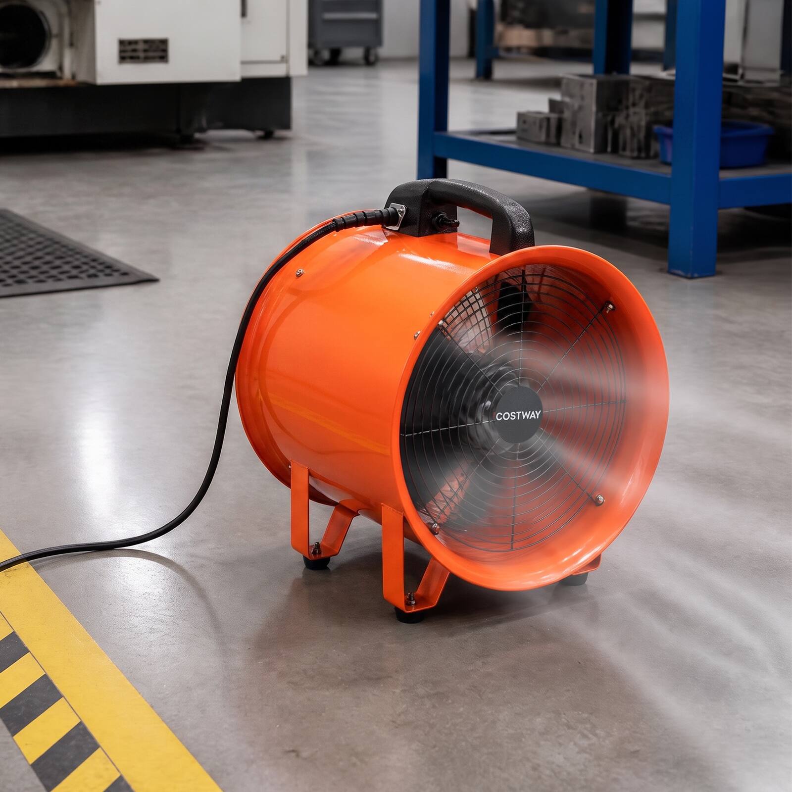 Alt View 1. Costway - Costway 14" Industrial Blower Fan with 25 FT Flexible Duct Hose, 7 Blades for Workshop - Orange + Black.
