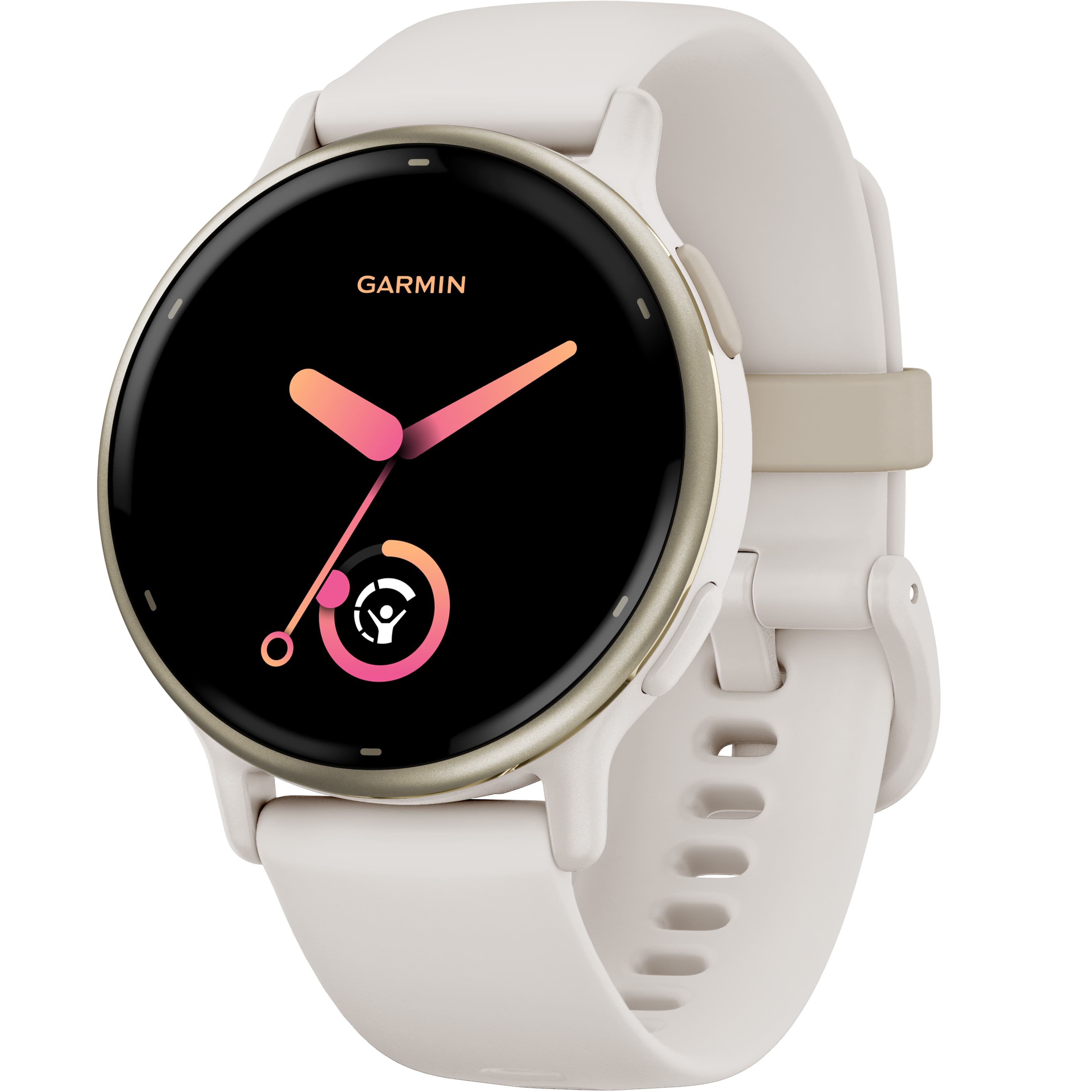 Front. Garmin - vívoactive 5 GPS Smartwatch 42 mm Fiber-reinforced polymer - Gold Aluminum and Ivory.