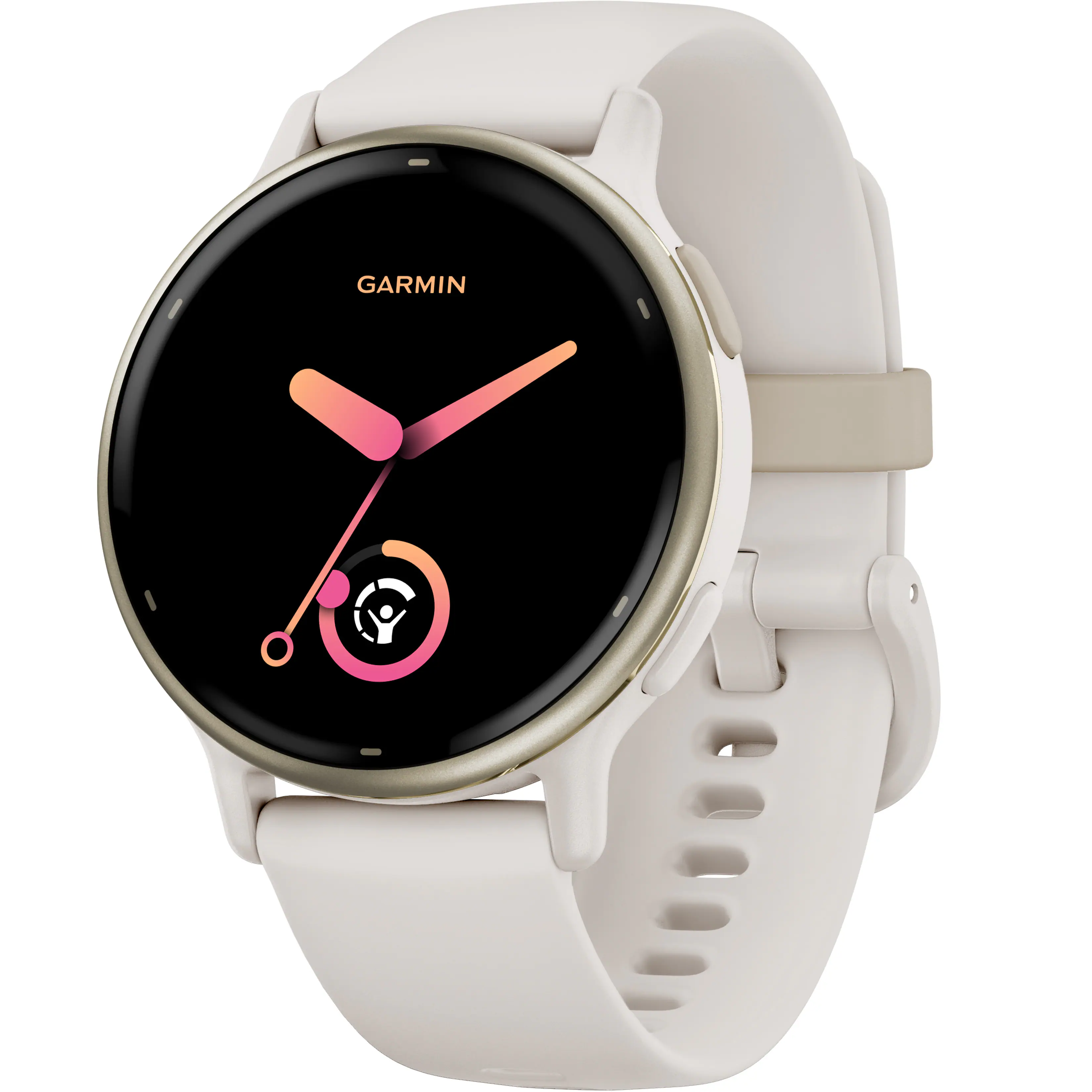 Front. Garmin - vívoactive 5 GPS Smartwatch 42 mm Fiber-reinforced polymer - Gold Aluminum and Ivory.