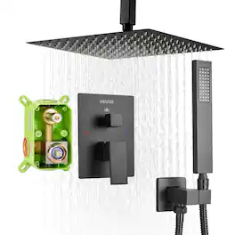 VEVOR - Shower Faucet Set, Rainfall Bathroom Shower System with 10-Inch Square Rain Shower Head and Handheld Spray - Matte Black