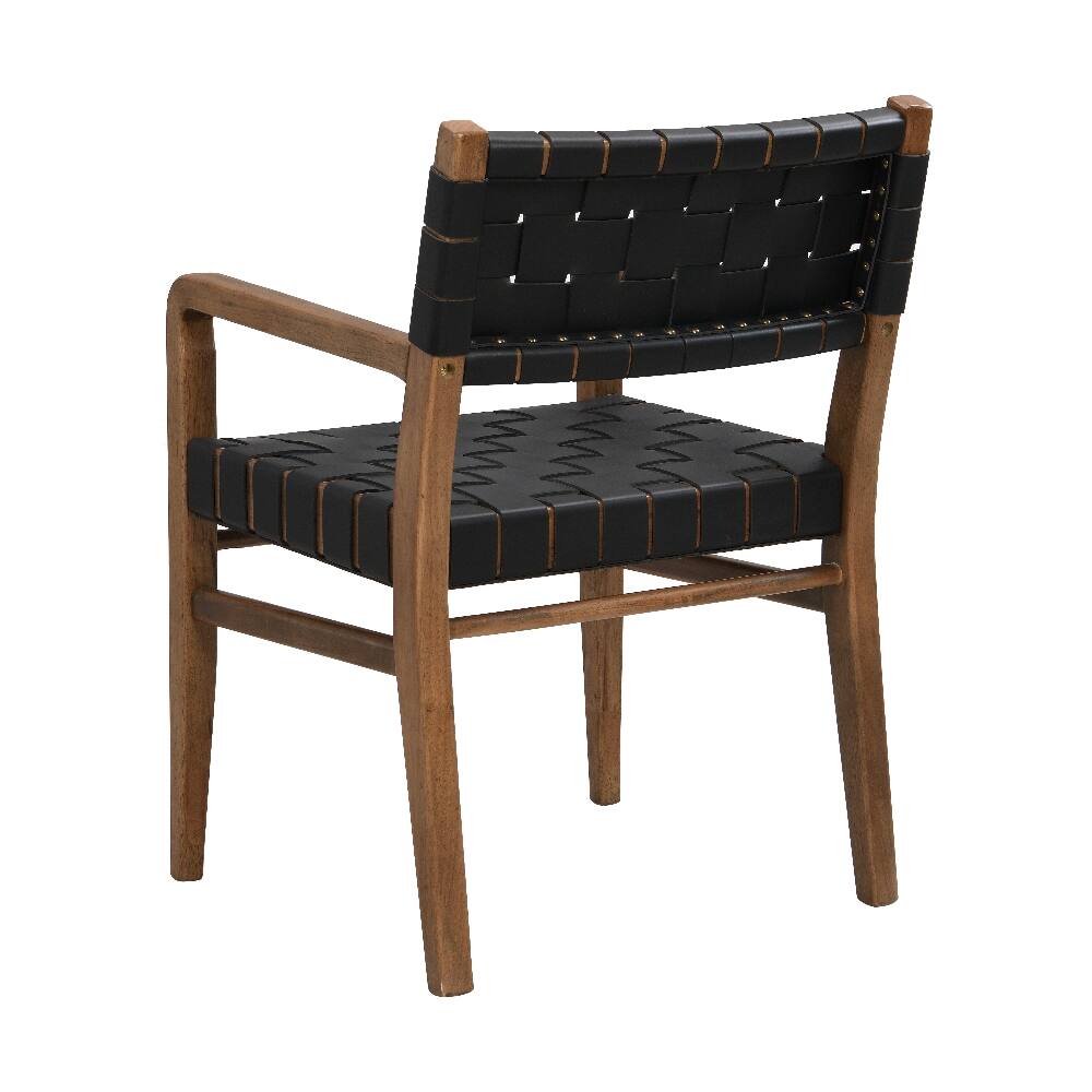 Alt View 1. Loheer - Loheer PU Leather Dining Chairs Set of 2 Industrial Modern Rubberwood Black - Black.