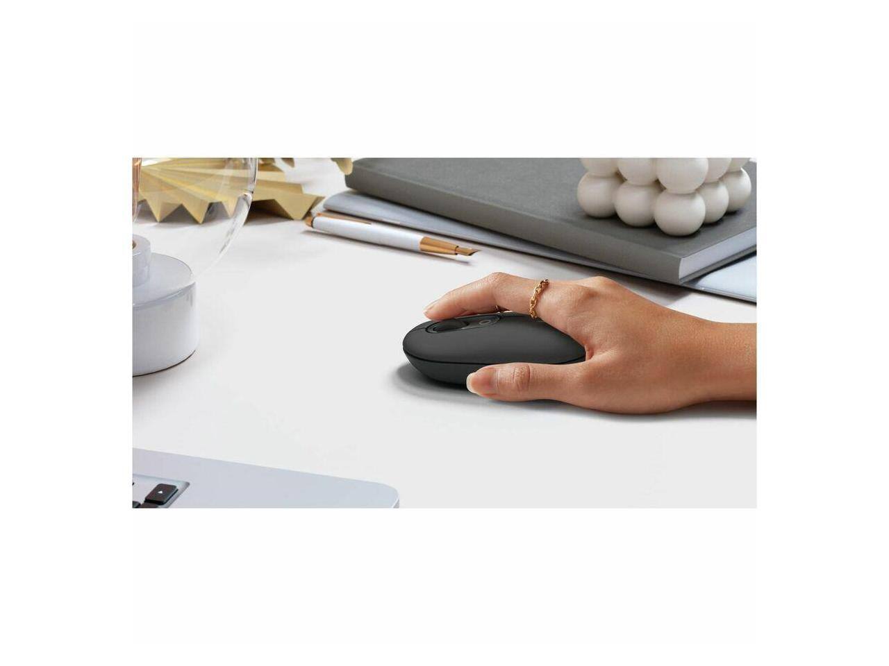 Alt View 1. Logitech - Logitech POP Mouse - Wireless, Custom Emojis, SilentTouch, Bluetooth, Multi-Device - Graphite - Graphite.