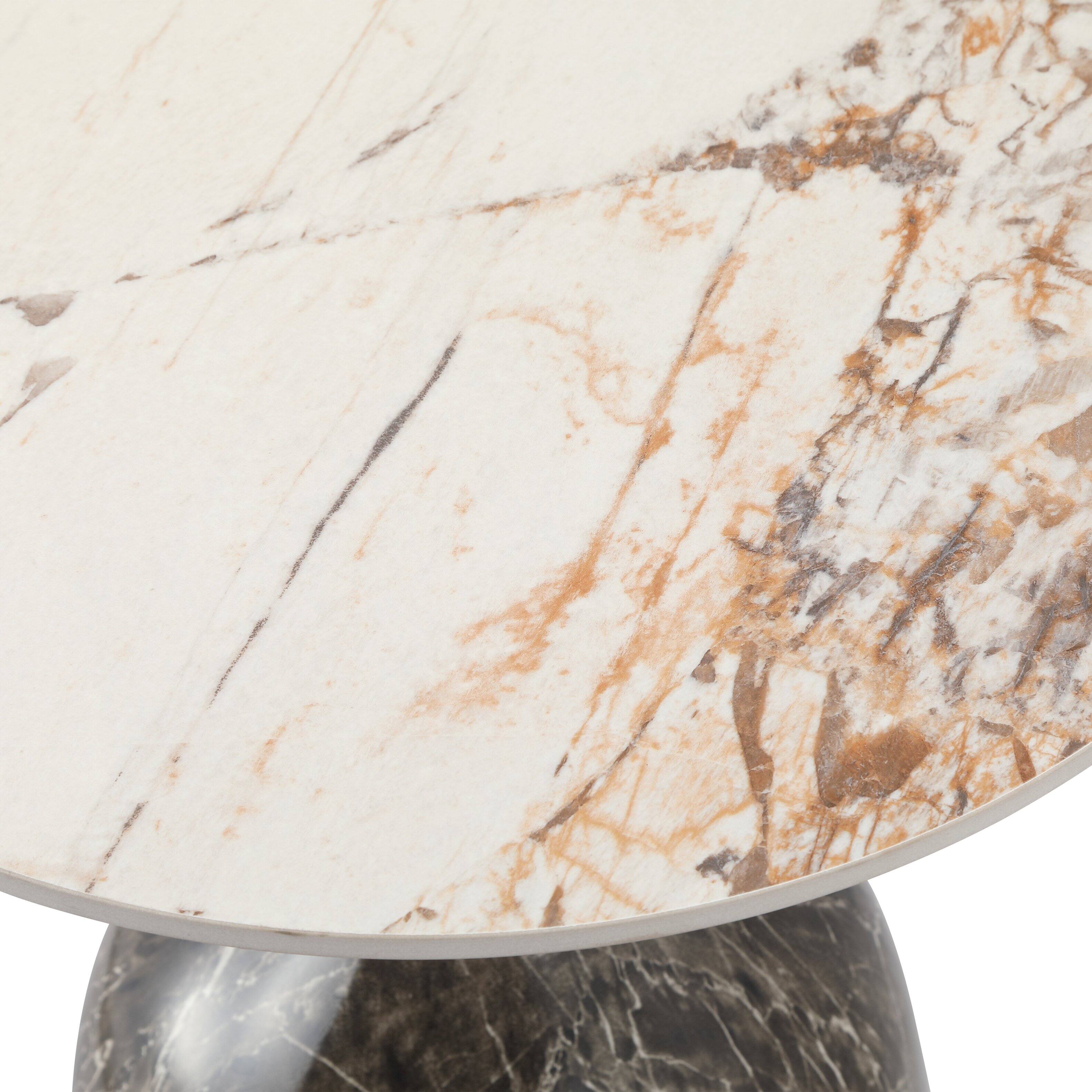 Alt View 5. LeisureMod - Modern Bell-Shaped Steel Top Accent Table with Powder Coated Finish for Living Room or Office - Marbled Brown.