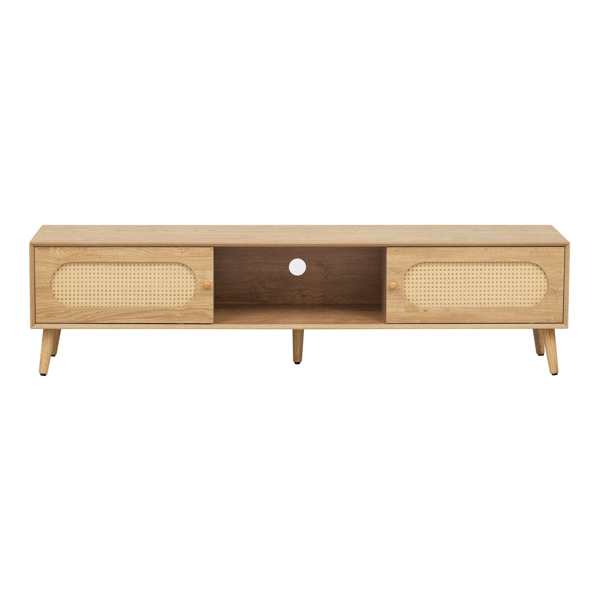 Alt View 10. Boyel Living - Farmhouse Rattan TV Stand Natural For TVs Up To 80 Inch For Living Room - Natural.