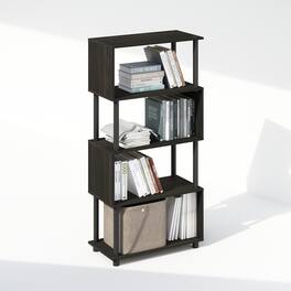 Furinno - REED Book Shelf, 5-Tier Bookshelf, Bookcase with S-Shaped, 11.8 x 23.6 x 48, for Living Room, Bedroom, Home Office - Black Espresso