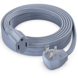 Maximm - Extension Cord Heavy Duty (15 Ft) Flat Wire 3-Prong Flat Plug, 14 AWG Power Cord - UL Certified - Gray