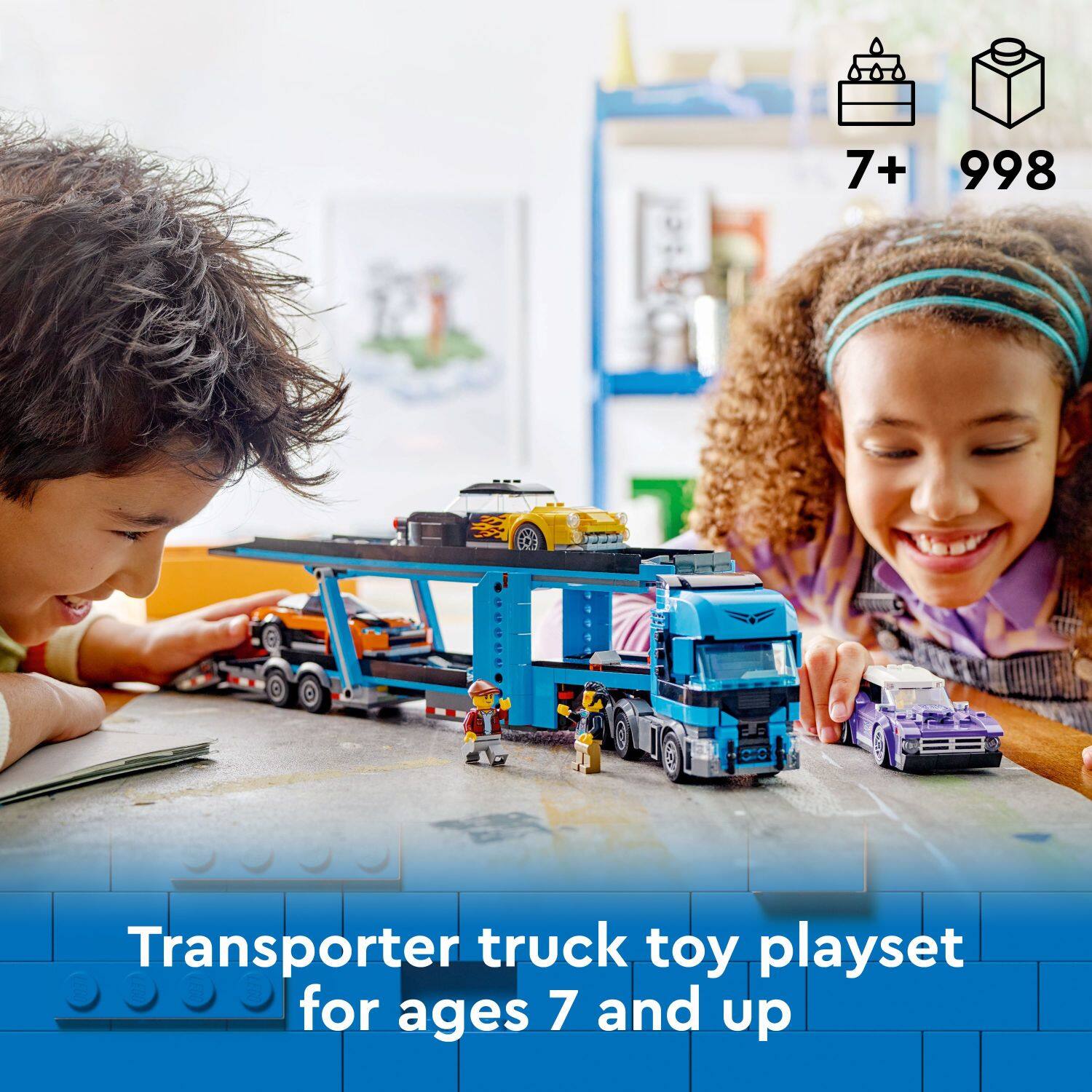 Transporter truck toy playset for ages 7 and up