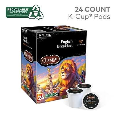 RECYCLABLE K-CUP® PODS  
24 COUNT  
KEURIG® K-Cup® Pods  

CELESTIAL SEASONINGS  
English Breakfast  
BLACK TEA  
ORGANIC BLEND  

CELESTIAL SEASONINGS